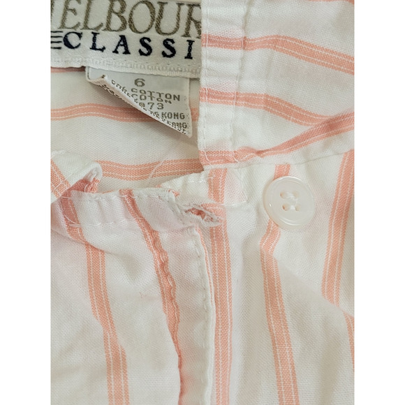 Vtg Melbourne 80s Classix Pink Gray Stripe Short Sleeve Button Shirt Womens Sz 6 - Picture 13 of 13